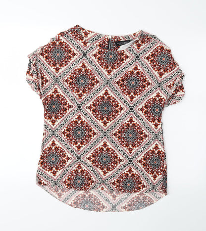 Additional front view of Dorothy Perkins women’s red paisley basic blouse, size UK 10