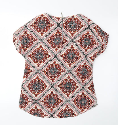 Back view of Dorothy Perkins women’s red paisley basic blouse, size UK 10