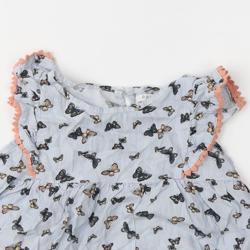 Primark Girls Blue Striped  Basic Blouse Size 5-6 Years