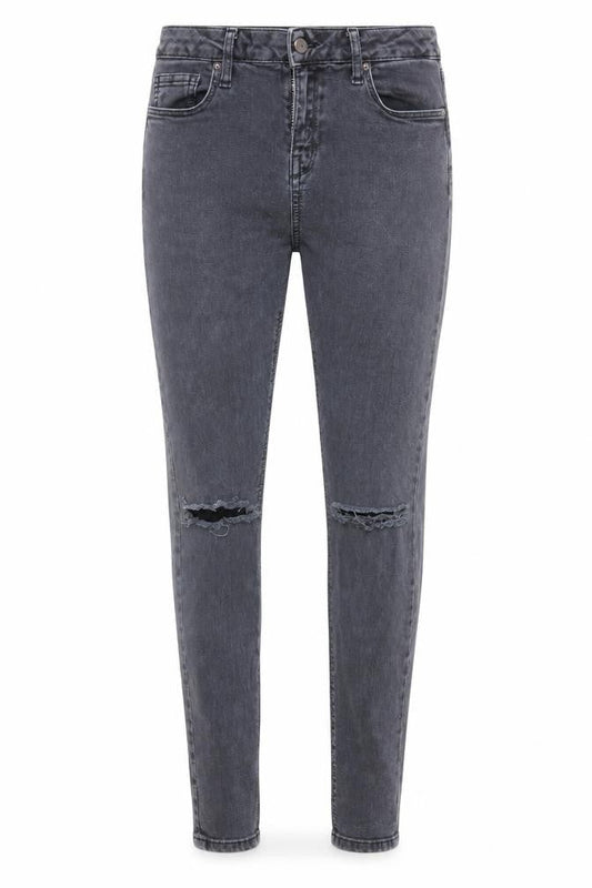 Front view of Topshop women’s grey skinny jeans, size UK 26, in, 28-inch leg