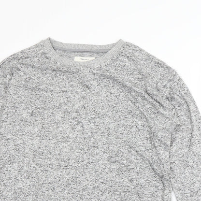Close-up detail of downtime women’s grey jumper, size UK 12