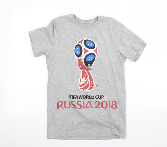 Preworn Boys Grey   Basic T-Shirt Size 12-13 Years  - fifa world cup