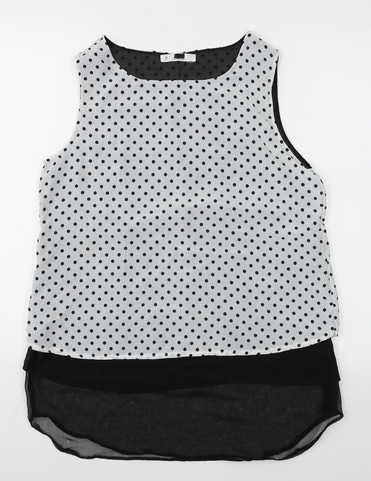 Preworn Womens White Polka Dot  Basic Blouse Size M