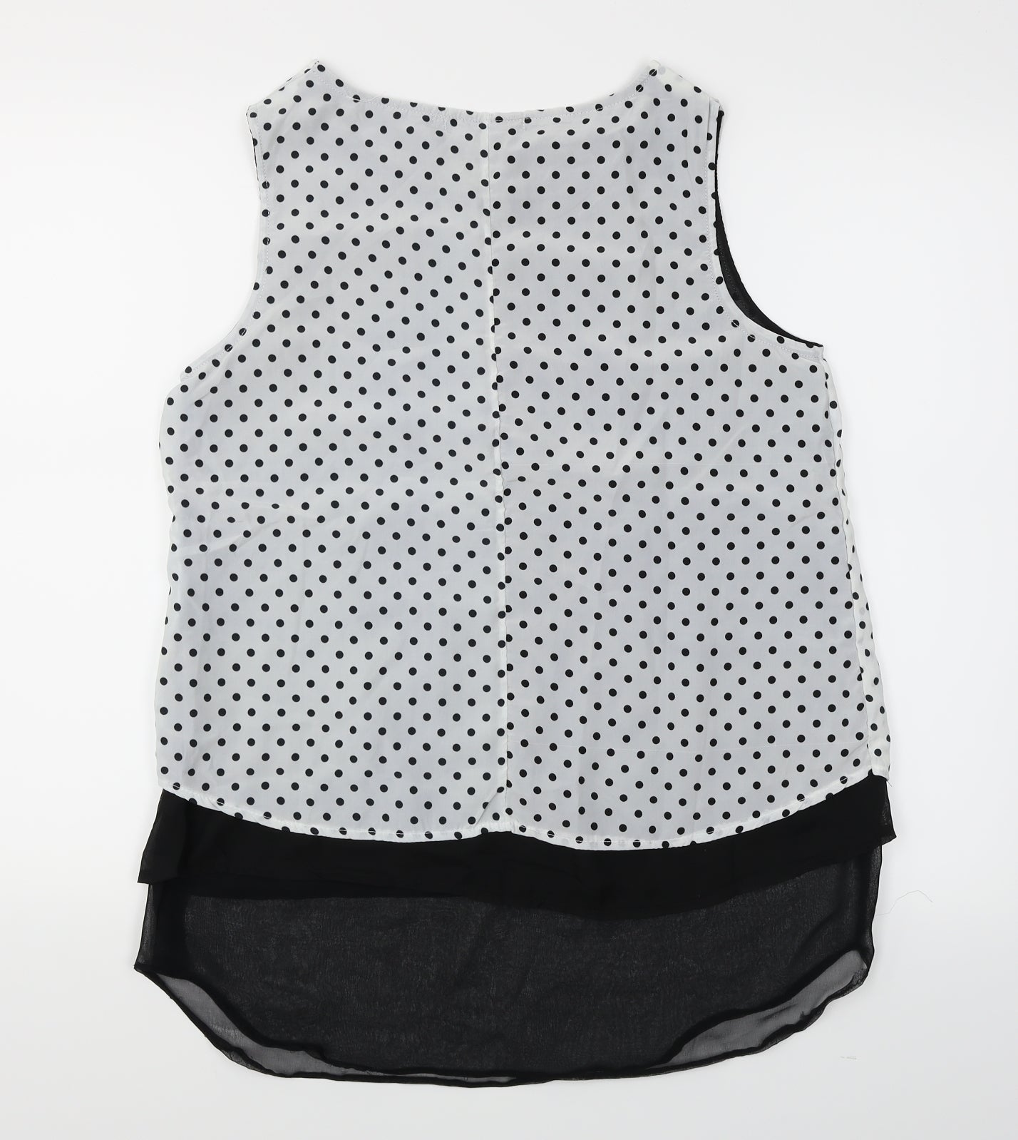 Preworn Womens White Polka Dot  Basic Blouse Size M