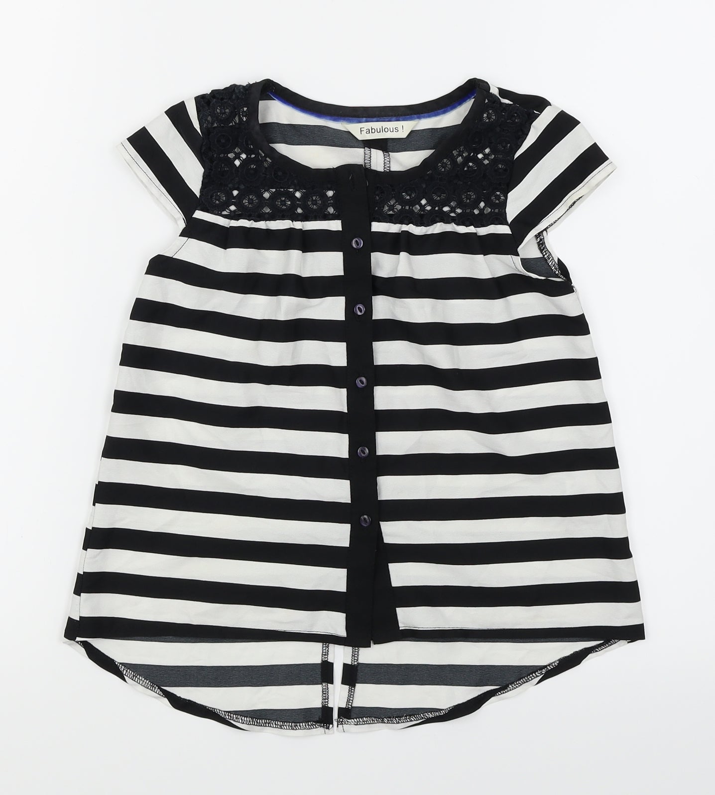 Fabulous Girls Black Striped  Basic Blouse Size 6-7 Years