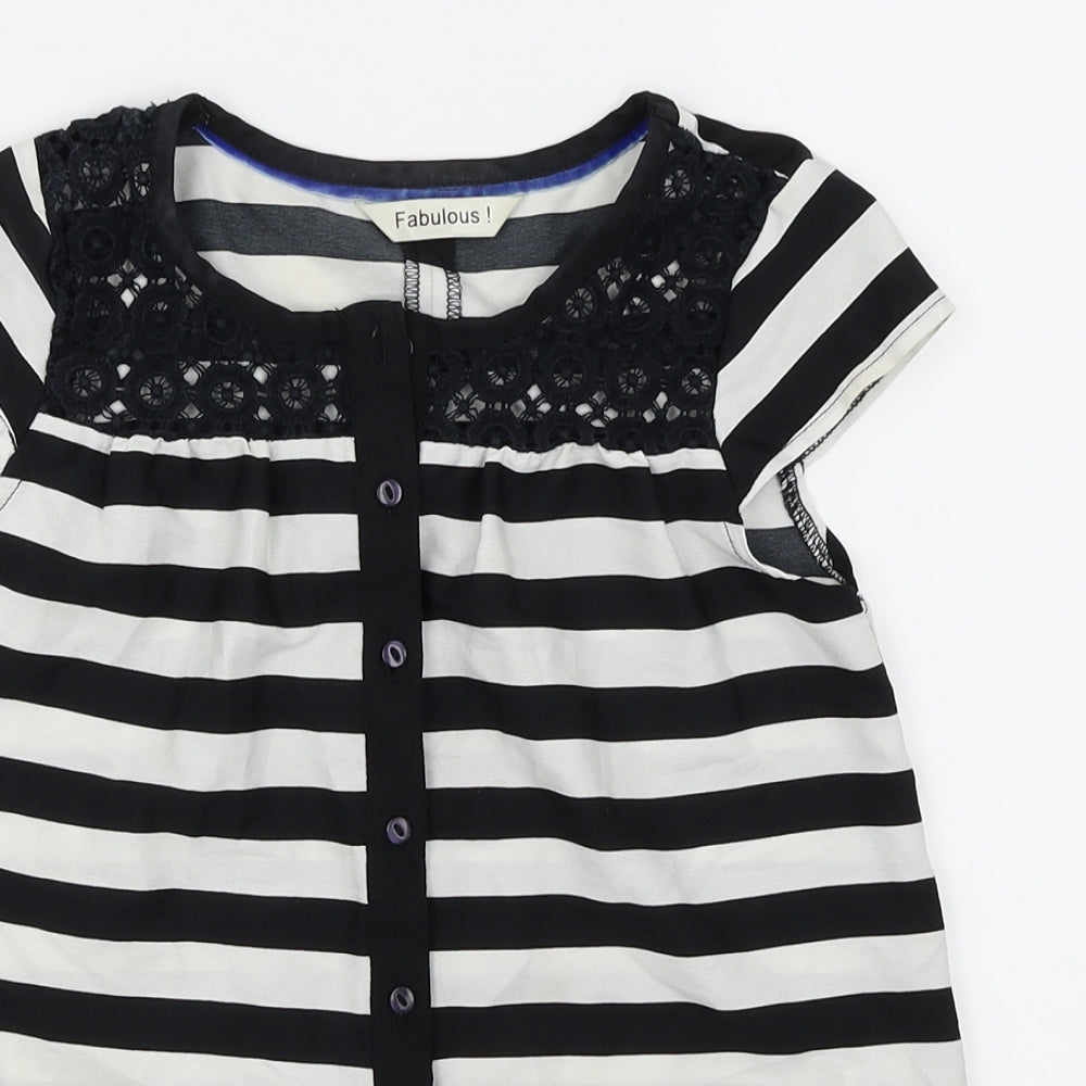 Fabulous Girls Black Striped  Basic Blouse Size 6-7 Years