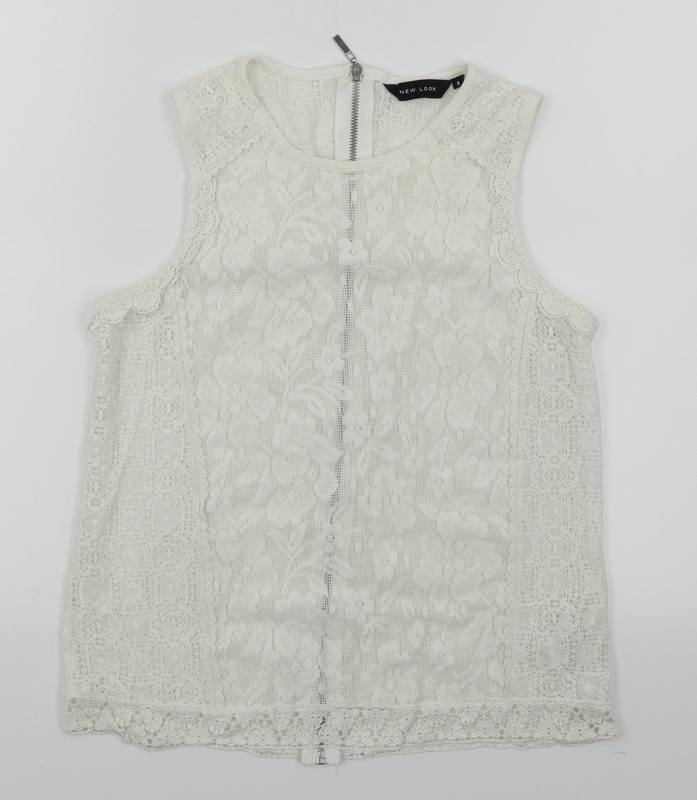 New Look Womens White Floral  Basic Blouse Size 8