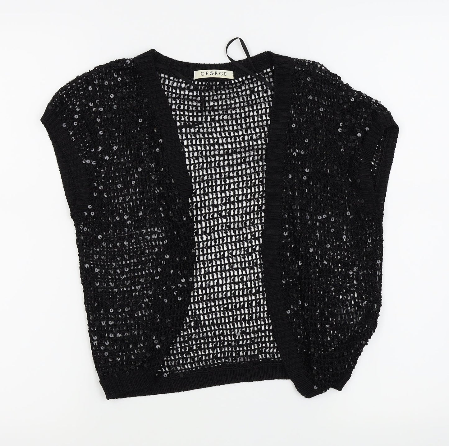 Asda George Womens Black   Cardigan Jumper Size L  - crop cardigan