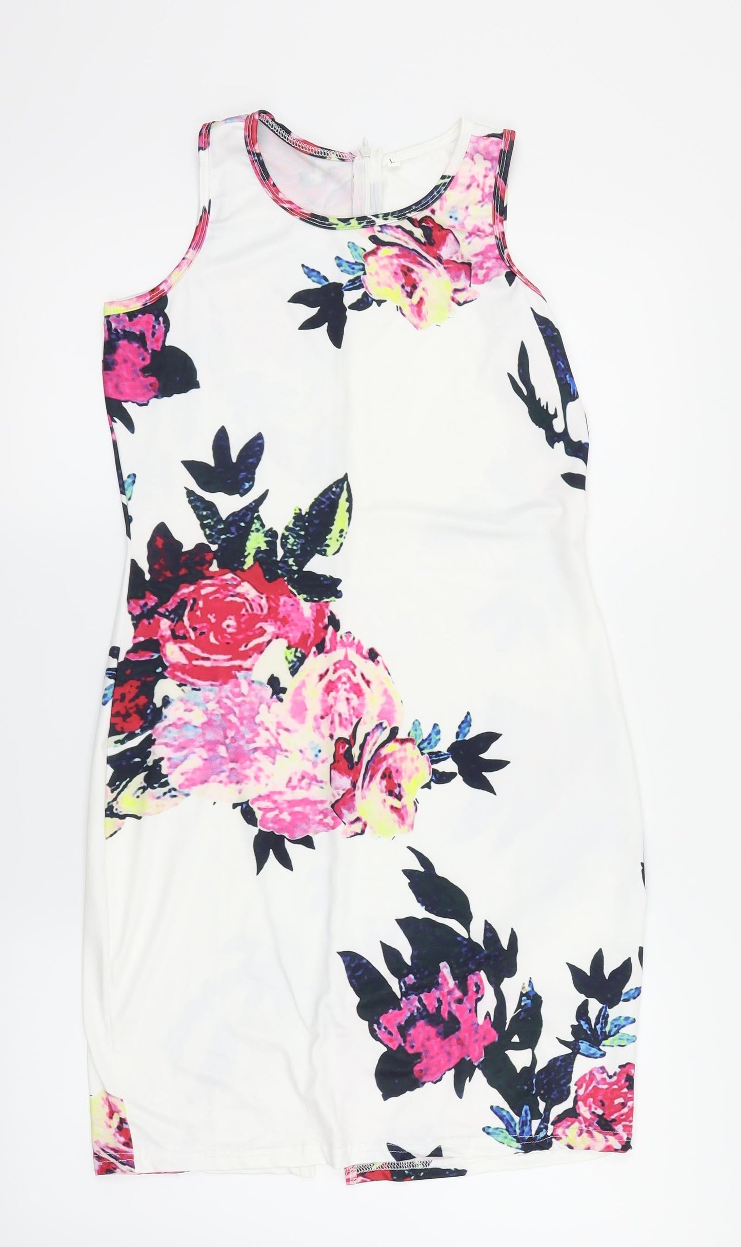 Preworn Womens White Floral  Pencil Dress  Size 8