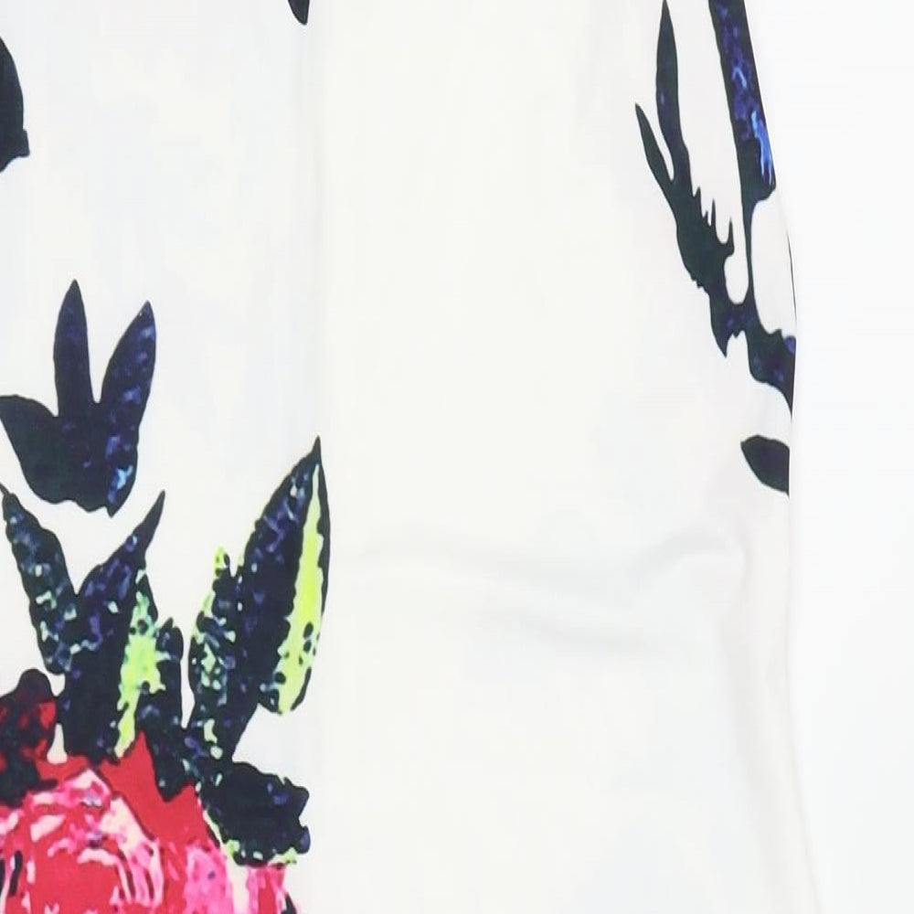 Preworn Womens White Floral  Pencil Dress  Size 8