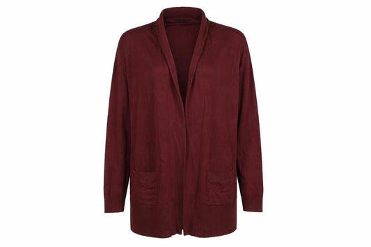 Front view of Atmosphere women’s purple cardigan jumper, size UK 10