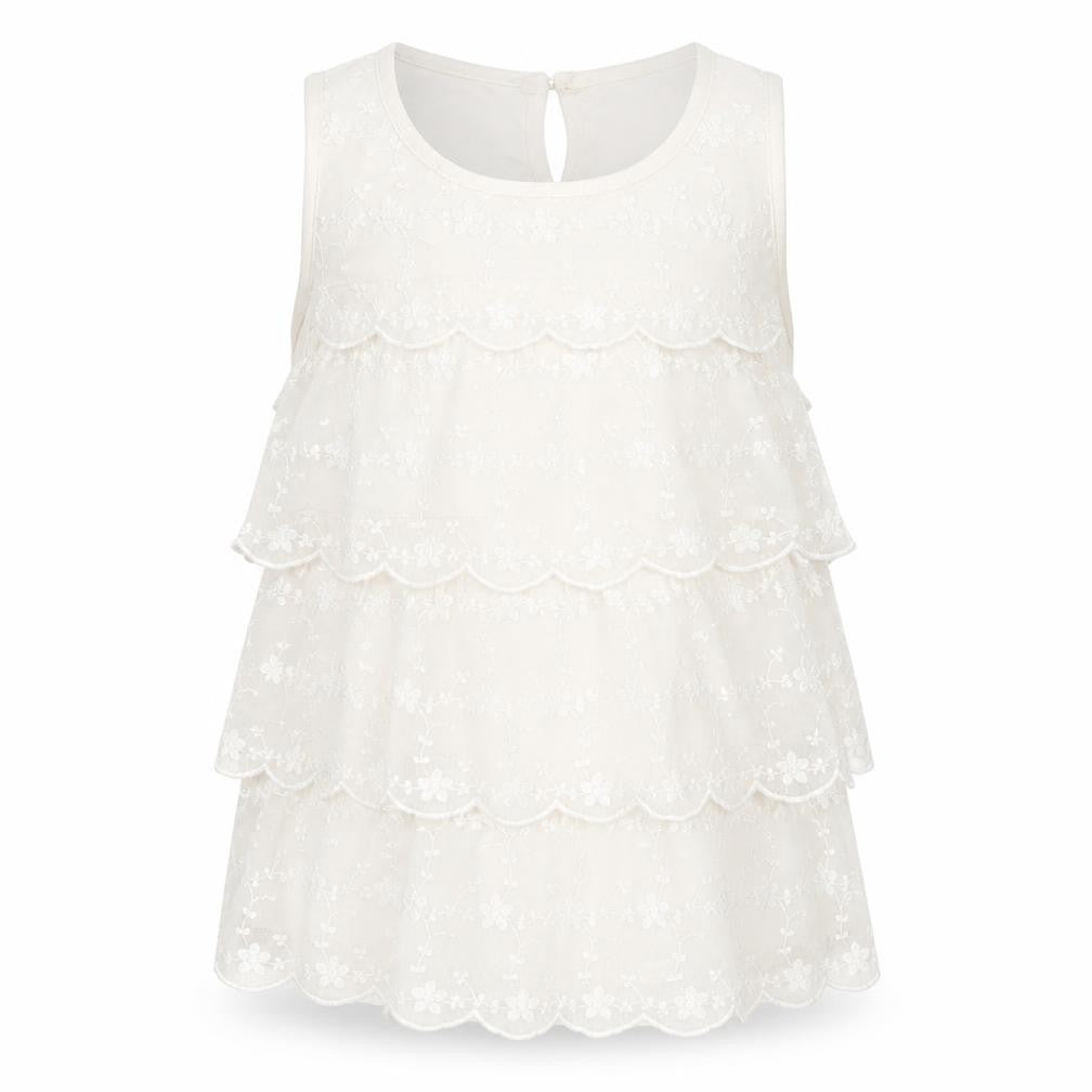 H&M Girls White Floral Lace Basic T-Shirt Size 11-12 Years