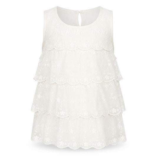 H&M Girls White Floral Lace Basic T-Shirt Size 11-12 Years
