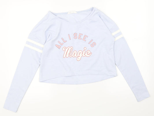 H&M Girls Blue   Pullover Sweatshirt Size 12-13 Years