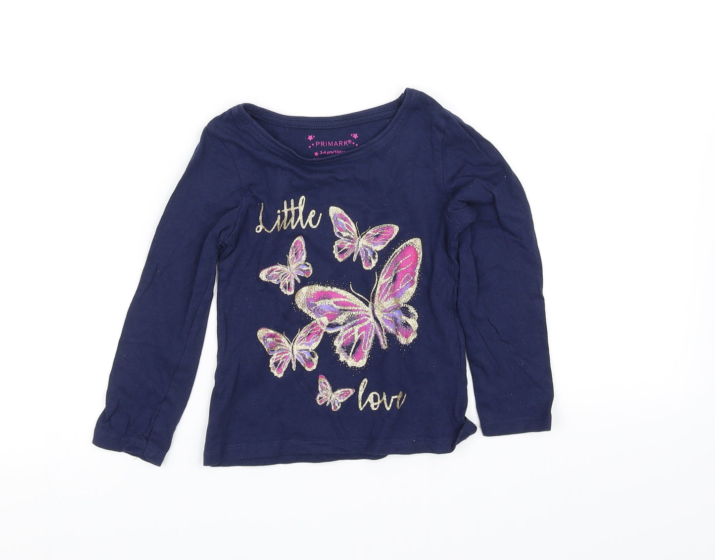 Primark Girls Blue   Basic T-Shirt Size 3-4 Years