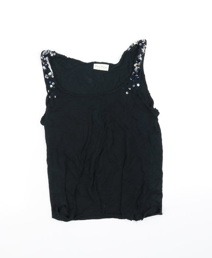 Additional front view of Miss Selfridge women’s blue basic tank, size UK 10