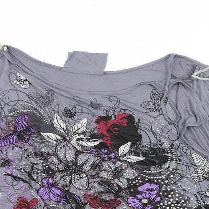 Close-up detail of hoch women’s grey basic blouse, size XS