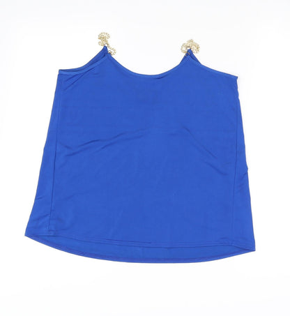 Back view of Atmosphere women’s blue basic t-shirt, size UK 10