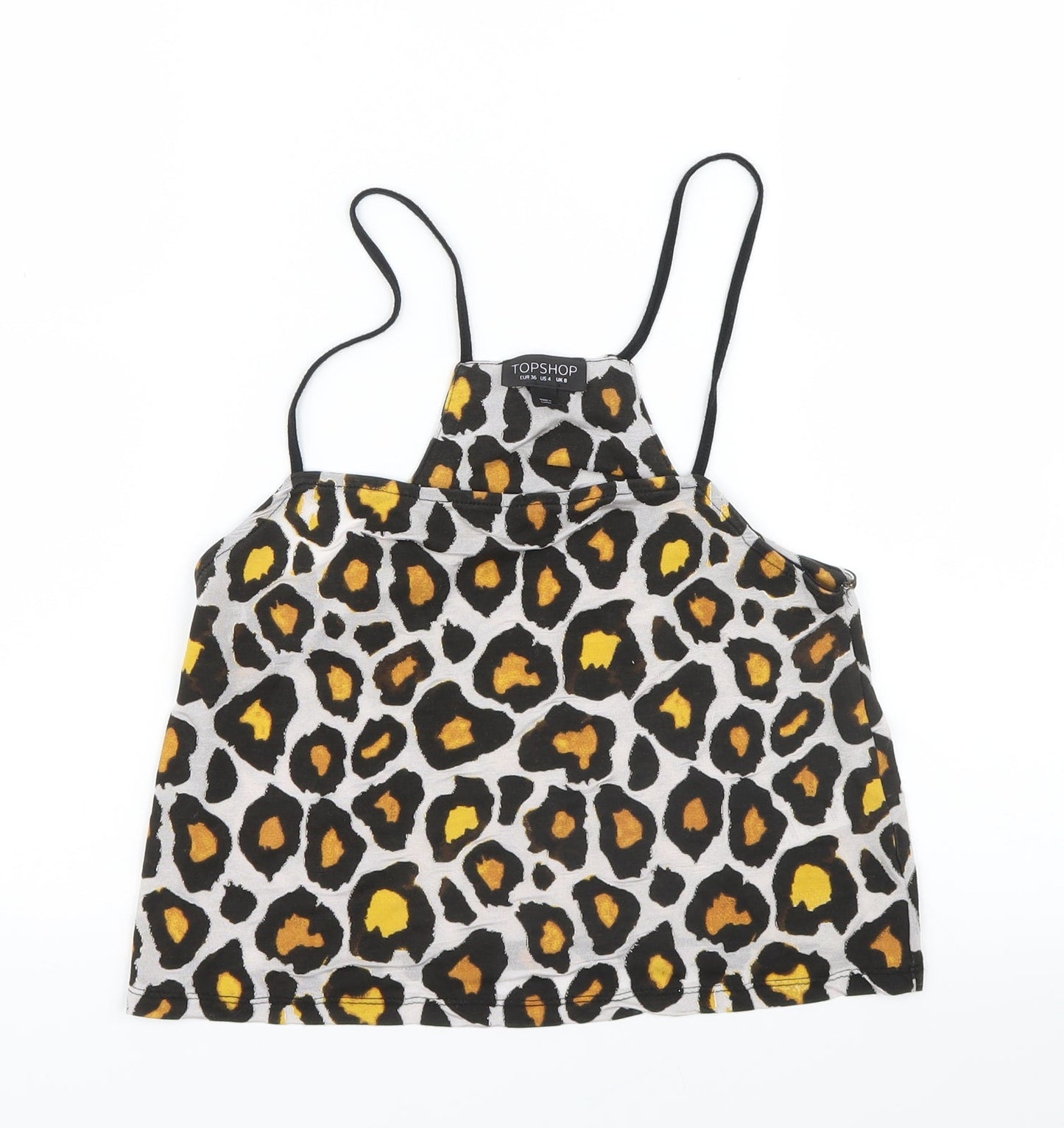 Topshop Womens Brown Animal Print  Cropped T-Shirt Size 8