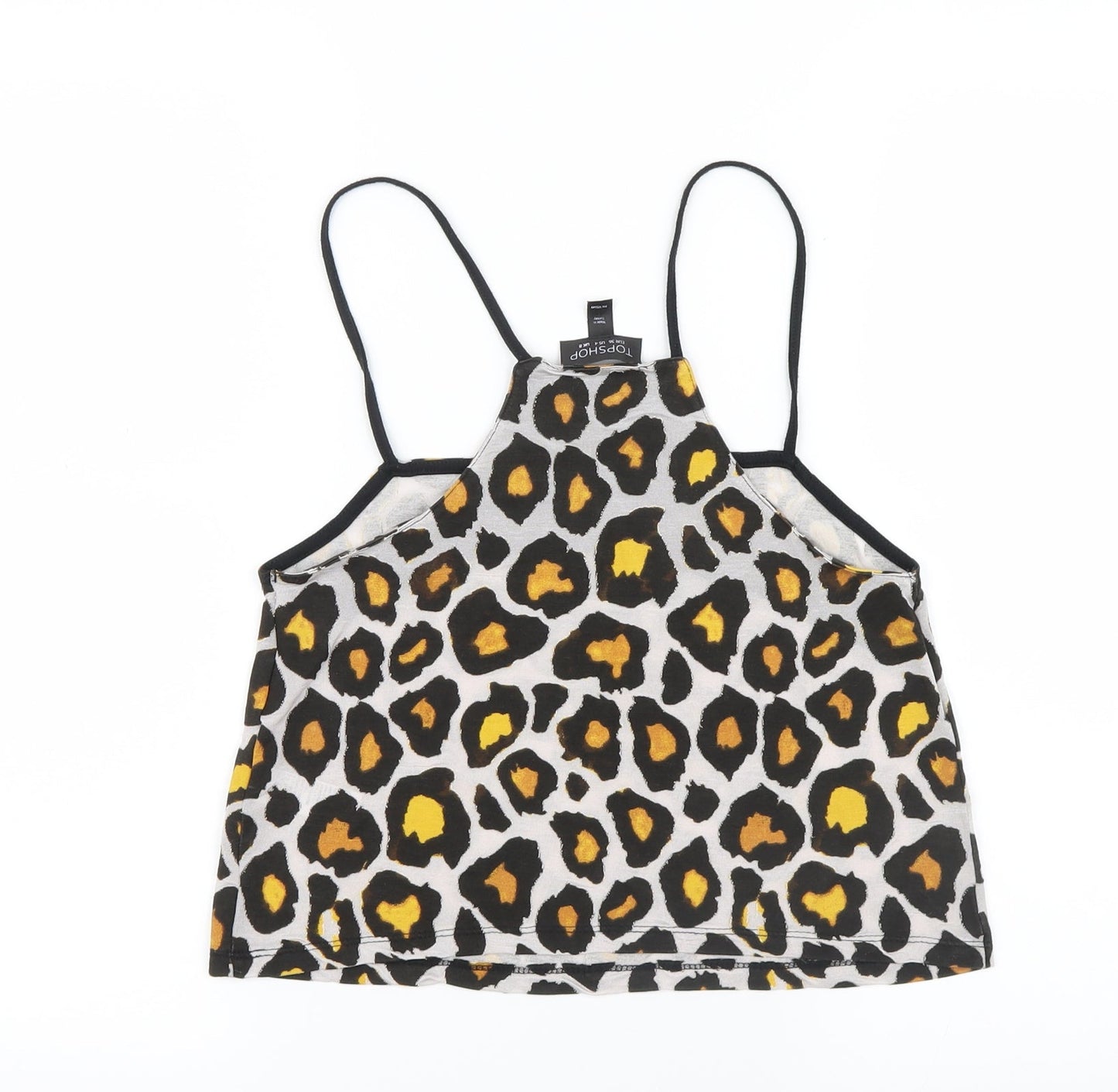 Topshop Womens Brown Animal Print  Cropped T-Shirt Size 8