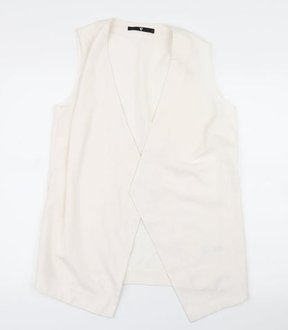Front view of Very women’s white gilet jacket, size UK 12