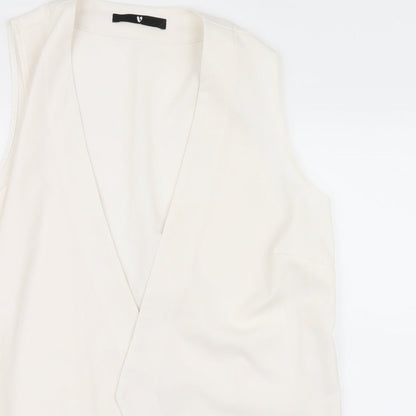 Close-up detail of Very women’s white gilet jacket, size UK 12