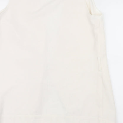 Brand and care label for Very women’s white gilet jacket, size UK 12