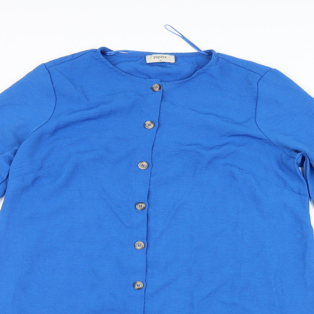 Papaya Womens Blue   Basic Blouse Size 12