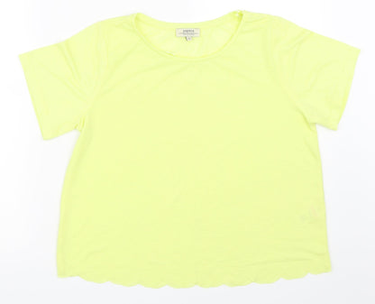 Additional front view of Papaya women’s yellow basic t-shirt, size UK 12