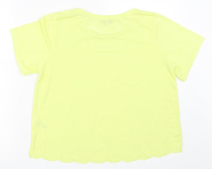 Back view of Papaya women’s yellow basic t-shirt, size UK 12