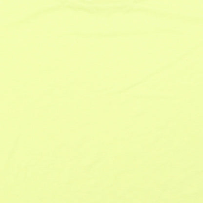 Brand and care label for Papaya women’s yellow basic t-shirt, size UK 12