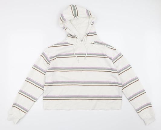 Primark Womens Ivory Striped  Pullover Hoodie Size M