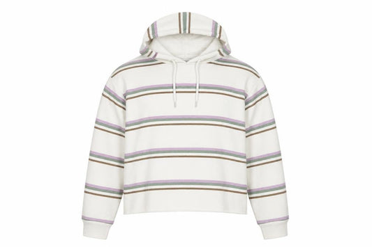 Front view of Primark women’s ivory striped pullover hoodie, size M