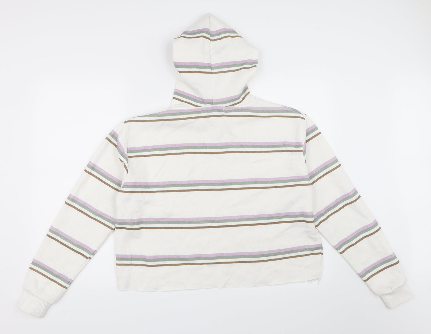 Primark Womens Ivory Striped  Pullover Hoodie Size M
