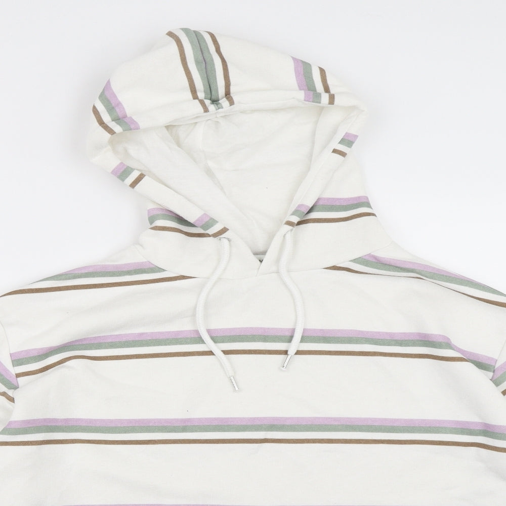 Primark Womens Ivory Striped  Pullover Hoodie Size M