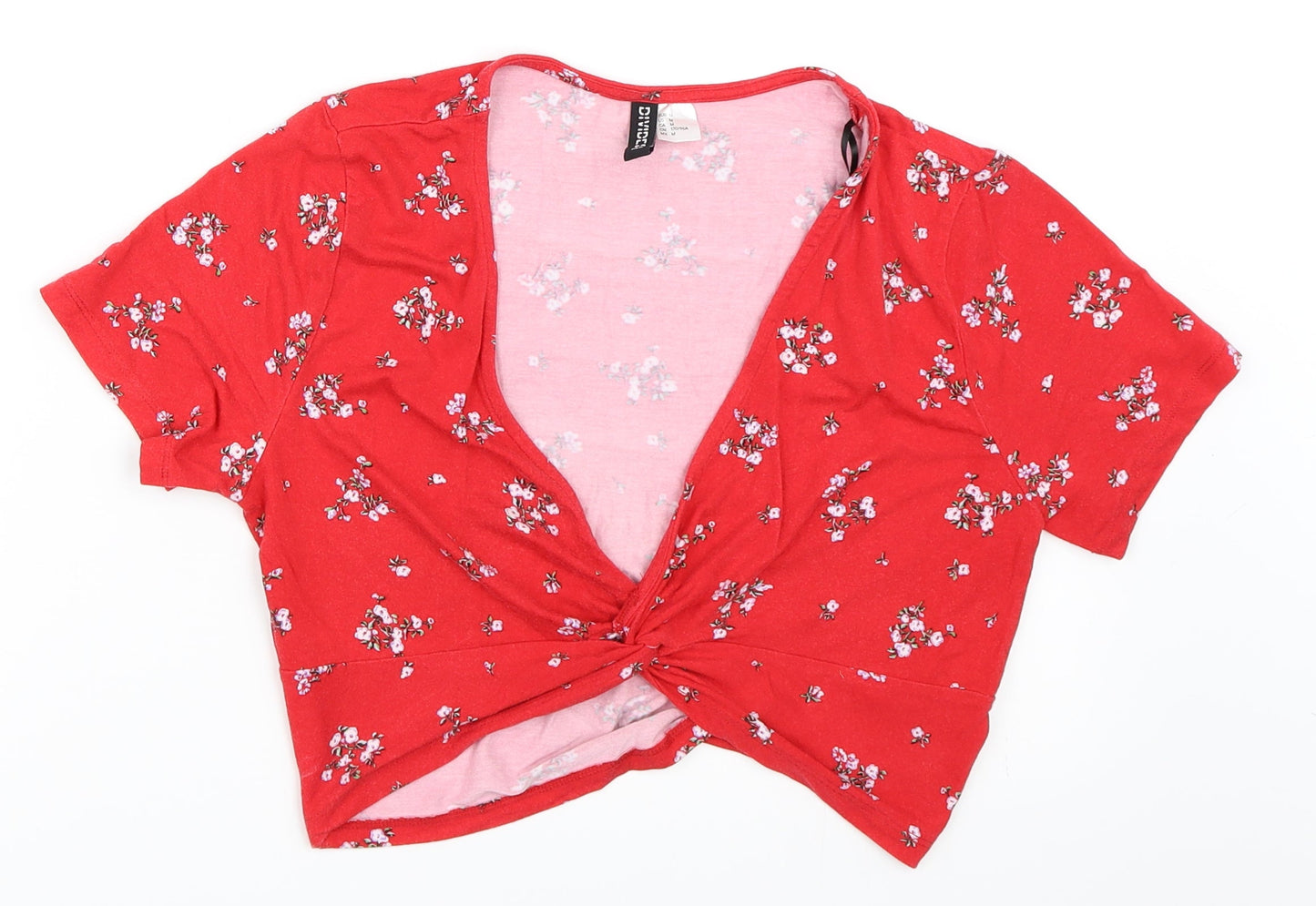 H&M Womens Red   Cropped T-Shirt Size M
