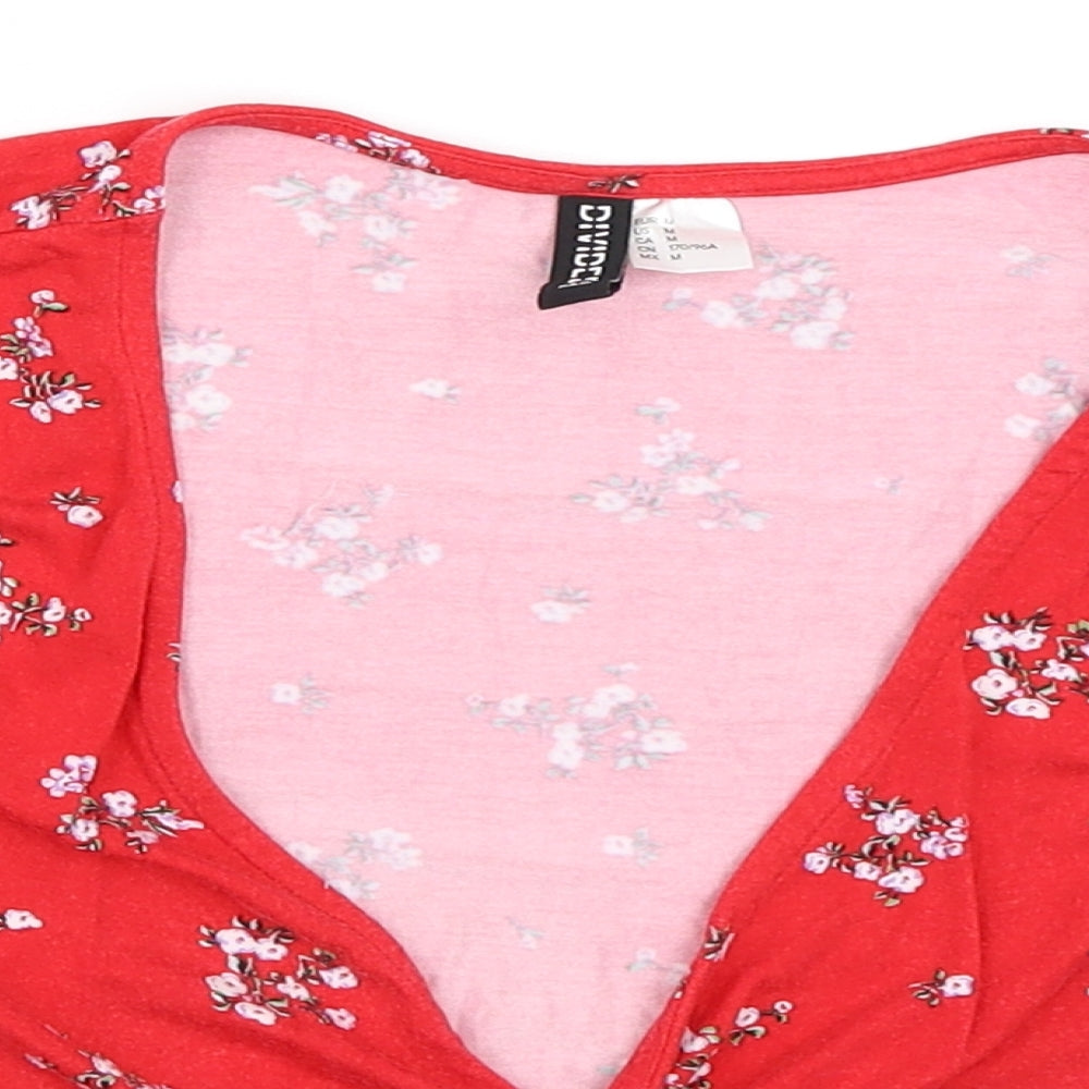 H&M Womens Red   Cropped T-Shirt Size M