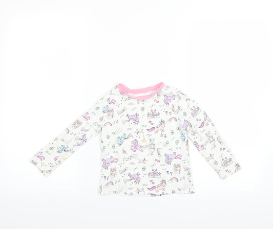 George Girls White   Basic T-Shirt Size 2-3 Years  - UNICORN
