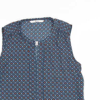 Close-up detail of TU women’s blue floral basic blouse, size UK 8