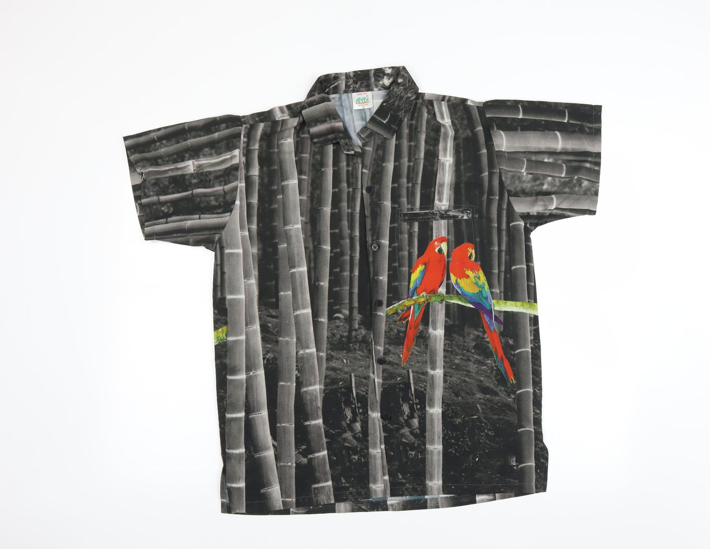Happy Bay Mens Grey    Button-Up Size XS  - PARROTS