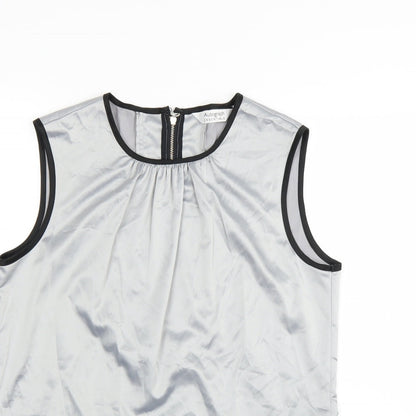 Close-up detail of Marks & Spencer women’s silver basic blouse, size UK 12