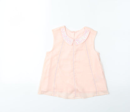 Additional front view of George girls’ pink basic blouse, size 5-6, years