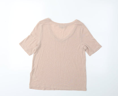 Back view of New Look women’s beige basic t-shirt, size UK 10