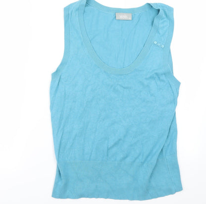 Additional front view of Wallis women’s blue basic t-shirt, size UK 18