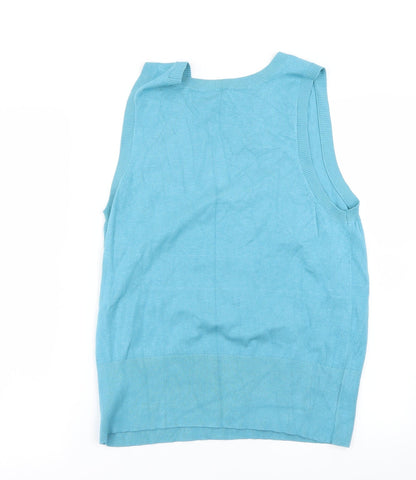 Back view of Wallis women’s blue basic t-shirt, size UK 18