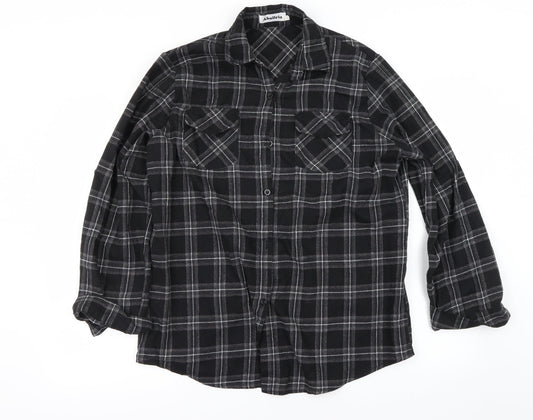 Abollria  Mens Black Check   Button-Up Size XL