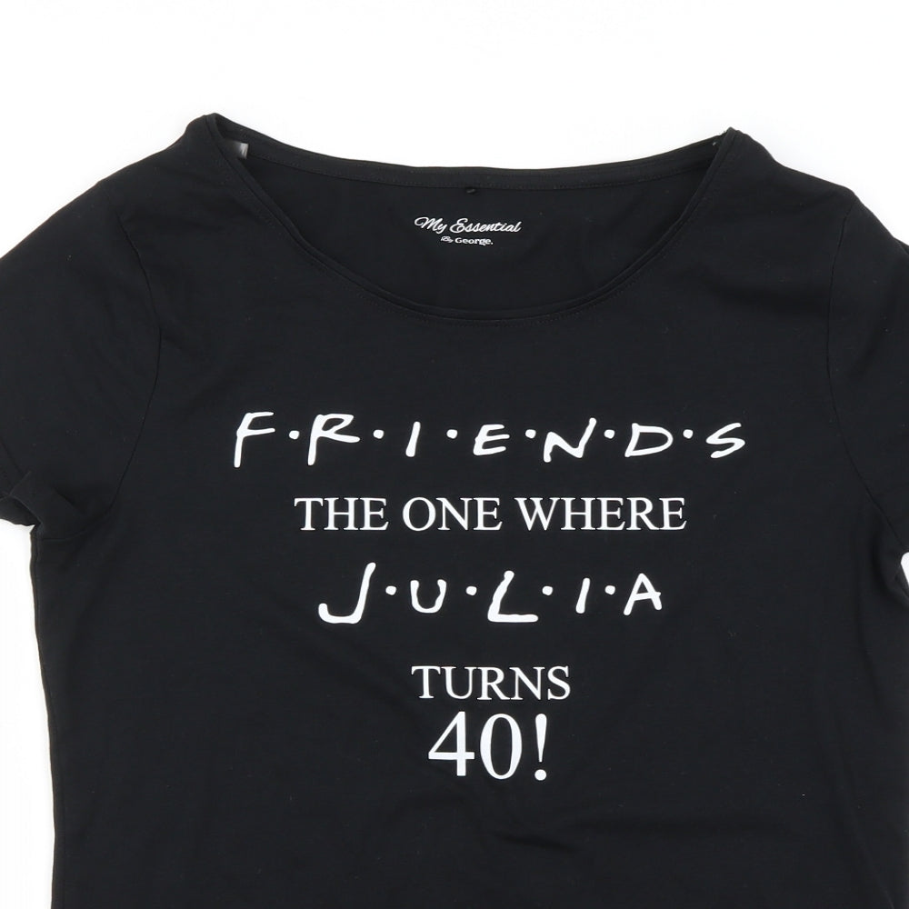 George Womens Black   Basic T-Shirt Size 12