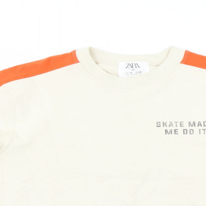 Close-up detail of Zara girls’ ivory jumper, size 10, years