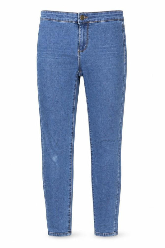 Front view of denim co women’s blue skinny jeans, size UK 8, 30-inch leg