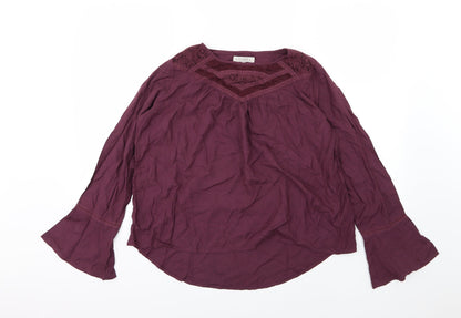 Additional front view of Nutmeg women’s purple basic blouse, size UK 10
